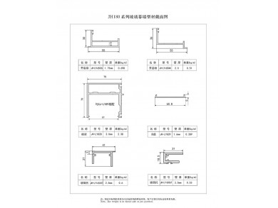 180系列玻璃幕墻型材截面圖