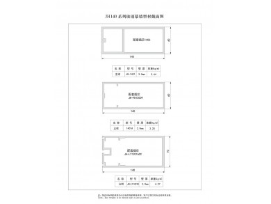 140系列玻璃幕墻型材截面圖