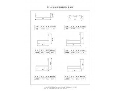 140系列玻璃幕墻型材截面圖